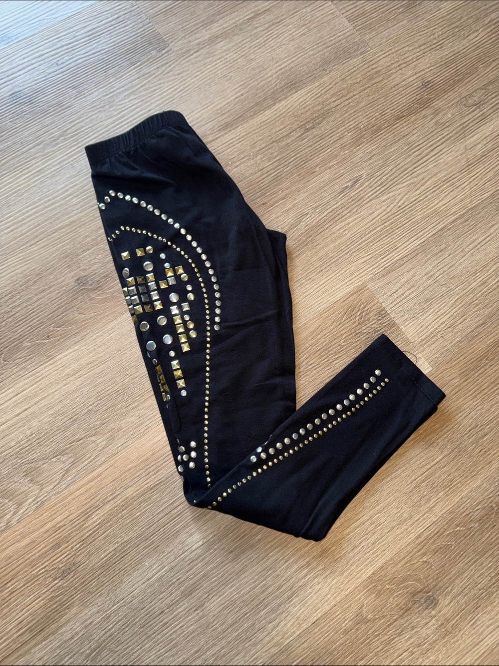 STEVE MADDEN Black Long Pants Leggings Gold & Silver Stud Embellishments NWOT